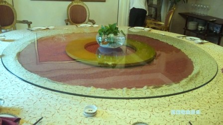 嘉兴市酒店实木金色电动餐桌转盘生产厂家