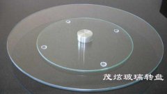透明钢化玻璃圆桌玻璃手动餐桌转盘图片