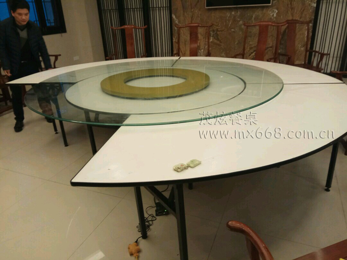 3.2米餐桌安装电动转盘方法
